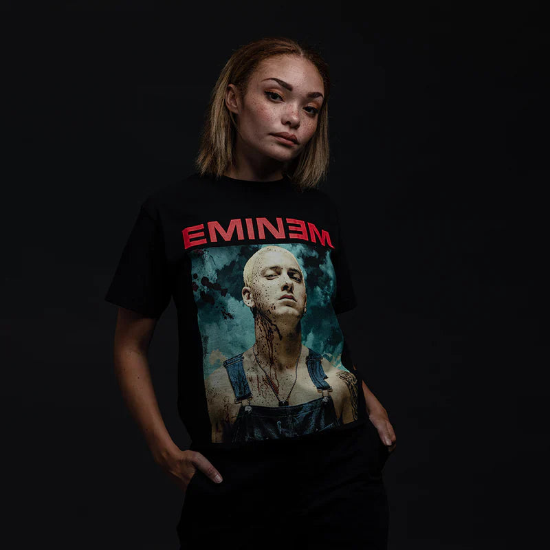 Eminem Bloody Chainsaw Graphic Black T-Shirt