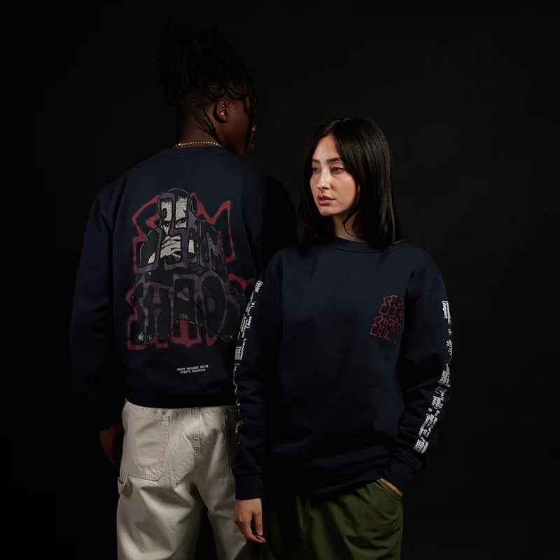 Graffiti Slim Crewneck (Navy)