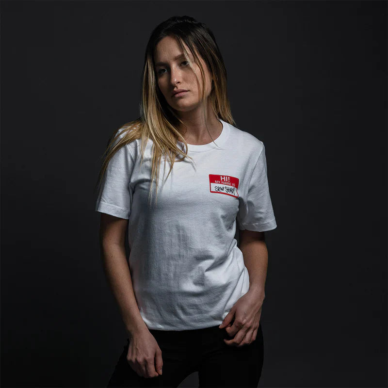 "Hi, My Name Is..." Sticker Logo White T-Shirt