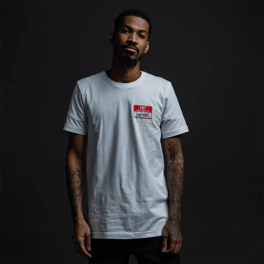 "Hi, My Name Is..." Sticker Logo White T-Shirt